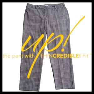 Up! Grey/Black/White Windowpane Check Cotton Blend Taper Leg Pants (16)
